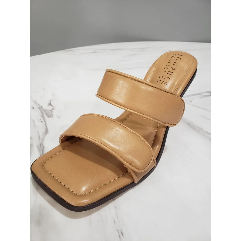 NEW NO BOX SIZE 8 Essey Tan Puffy Slip On Pump Heel Chunky Beige Taupe Old MOney